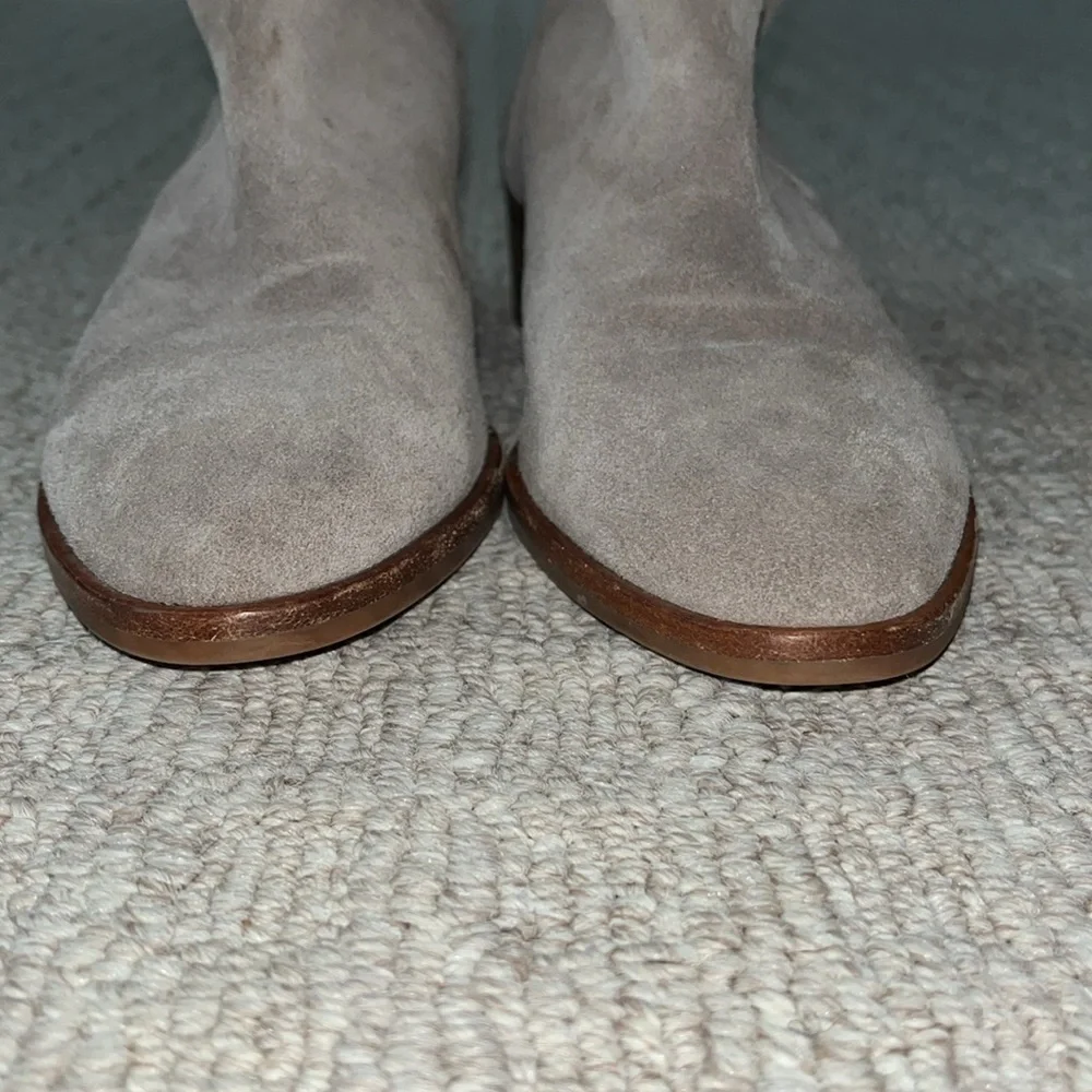 Soludos Anthropologie Venetian Gray Flat Ankle Boots Suede Size 7